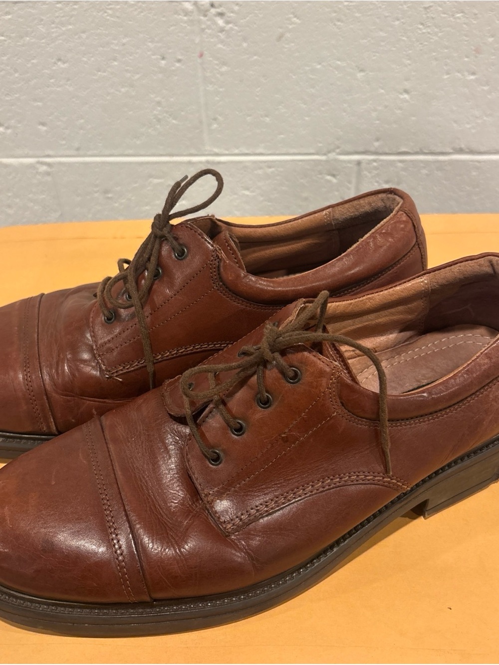 Men's Bass Brown Leather Lace-Up Dress Shoes Size 12